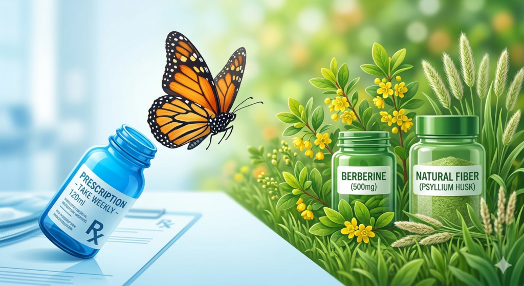 Visual guide for tapering off semaglutide using metabolic transition tools.